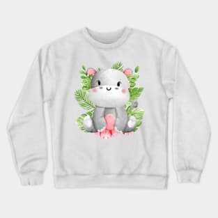 Cute Hippo Crewneck Sweatshirt